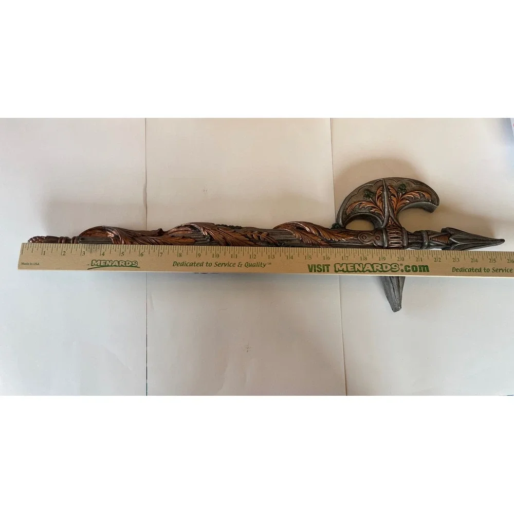 Chalk ware Plaster Decorator Sword‎ Axe Wall Hanging 1970s
